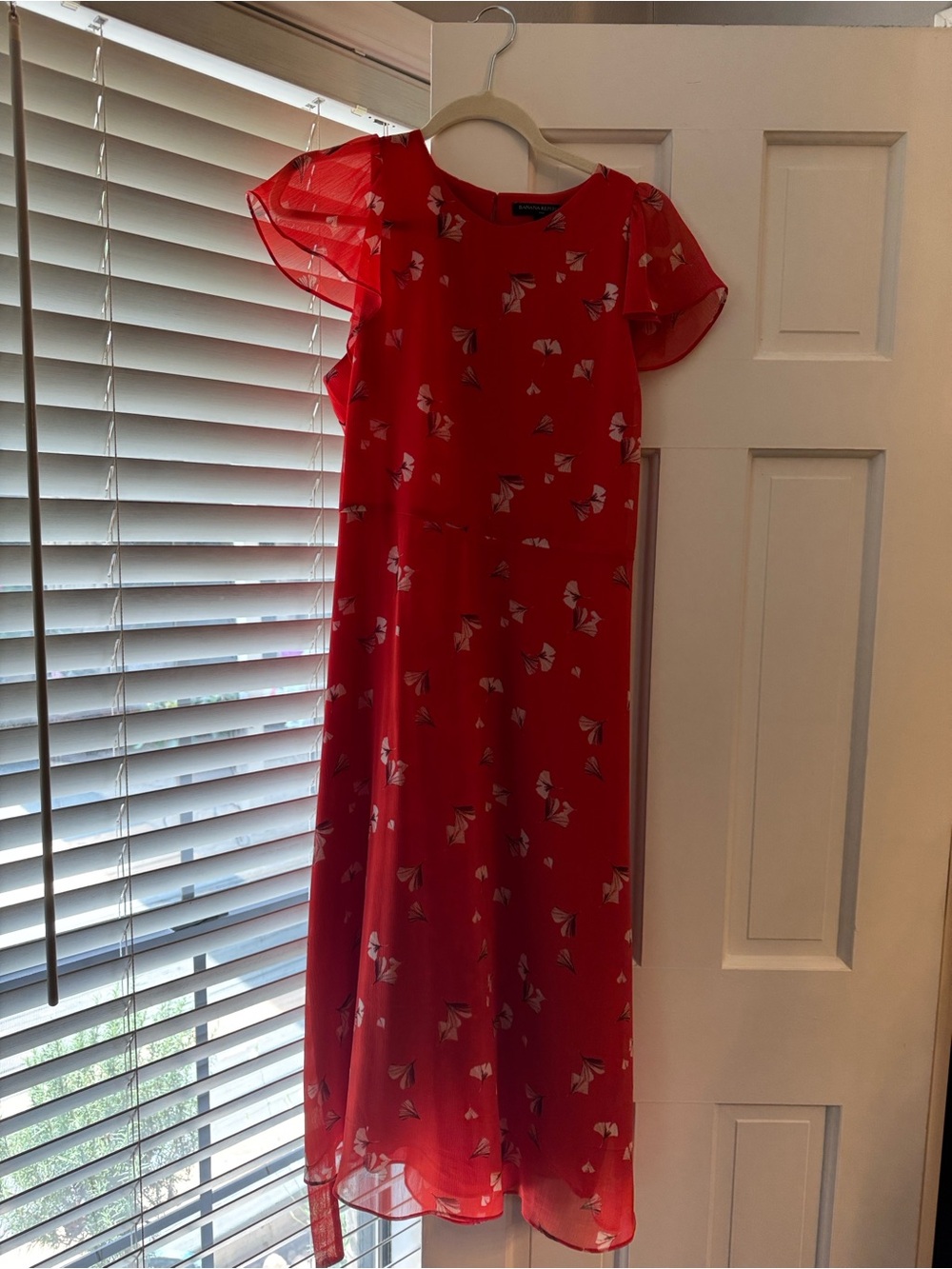 Banana Republic Coral Red Floral Shift Dress